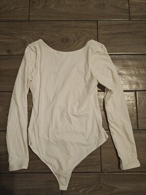 Long Sleeve Cream Scoop Neck Bodysuit